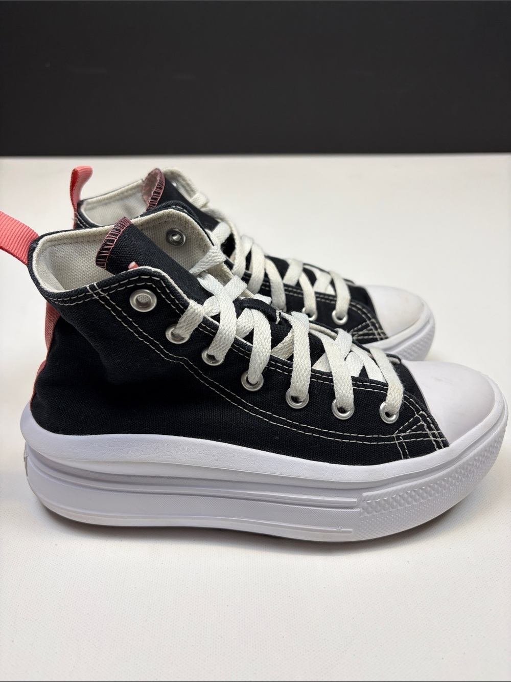 CONVERSE CHUCK TAYLOR ALL STAR MOVE PLATFORM HIGH TOPS KIDS SIZE 2 BLACK PINK - Picture 3 of 9